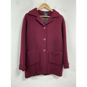 Womans Excellent Condition Xiaoyaoren Winter Pea Coat Medium Maroon Button